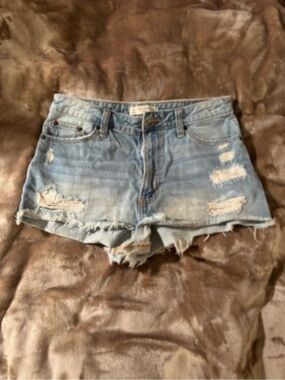 Abercrombie & Fitch Light Blue Distressed Denim Cutoff Shorts
